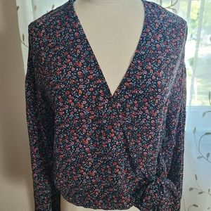 MADEWELL Floral Cropped Wrap Top